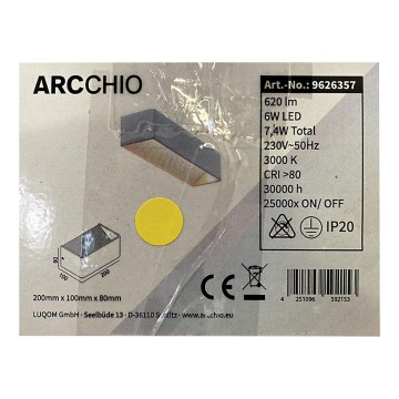 Arcchio - LED væglampe KARAM LED/6W/230V