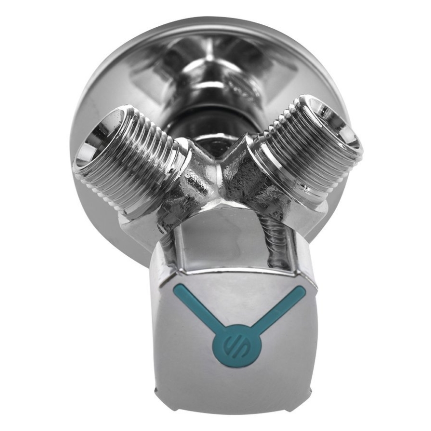 Arco - Kombineret vinkelventil med to udgange A-80, blank krom