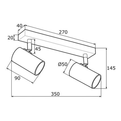 Argon 0889 - Spotlampe LAGOS 2xGU10/5W/230V messing/sort