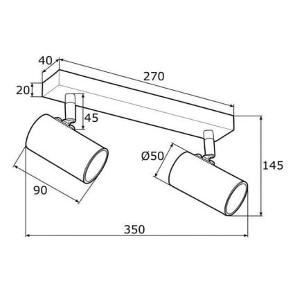 Argon 0890 - Spotlampe LAGOS 2xGU10/5W/230V hvid/gylden