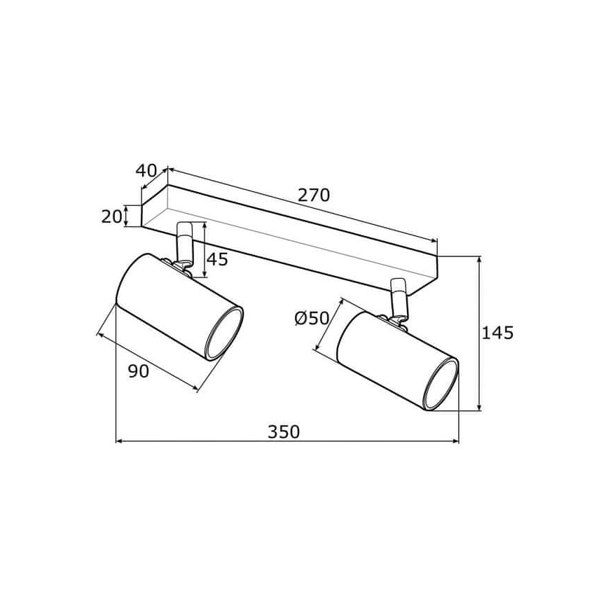 Argon 0890 - Spotlampe LAGOS 2xGU10/5W/230V hvid/gylden
