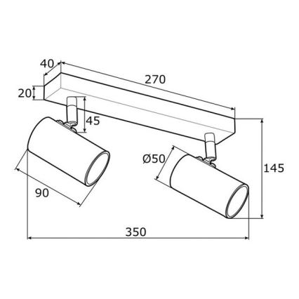 Argon 0891 - Spotlampe LAGOS 2xGU10/5W/230V sort/messing