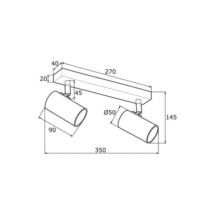Argon 0891 - Spotlampe LAGOS 2xGU10/5W/230V sort/messing