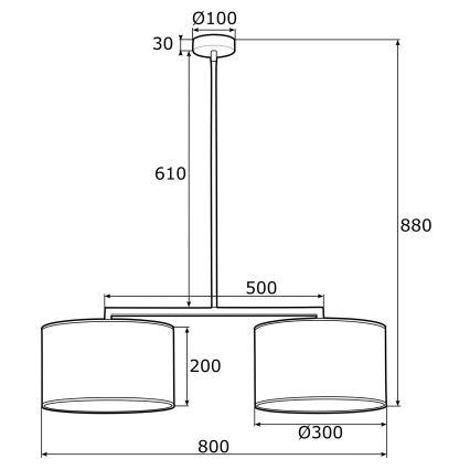 Argon 0898 - Loftlampe KARIN 2xE27/15W/230V messingfarvet/sort