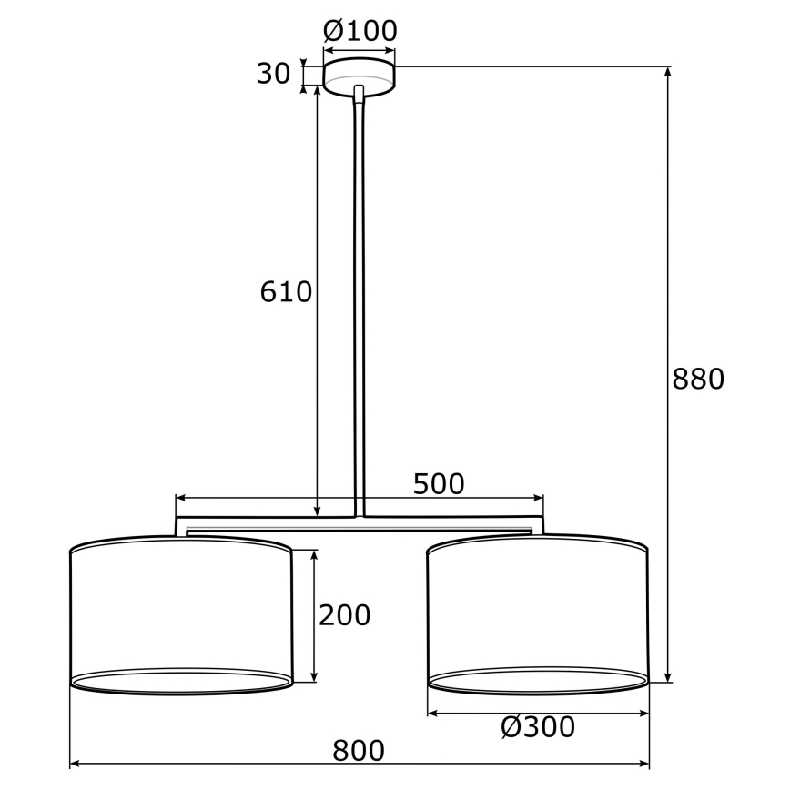 Argon 0898 - Loftlampe KARIN 2xE27/15W/230V messingfarvet/sort