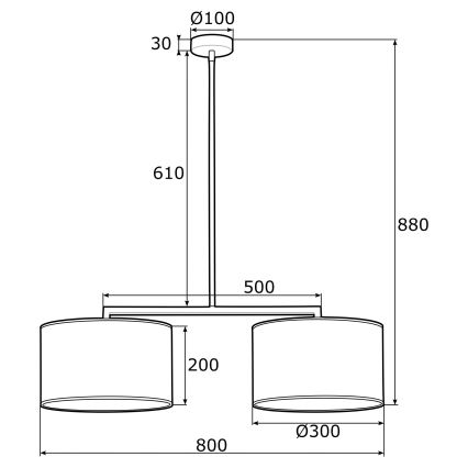 Argon 0899 - Loftlampe KARIN 2xE27/15W/230V sort