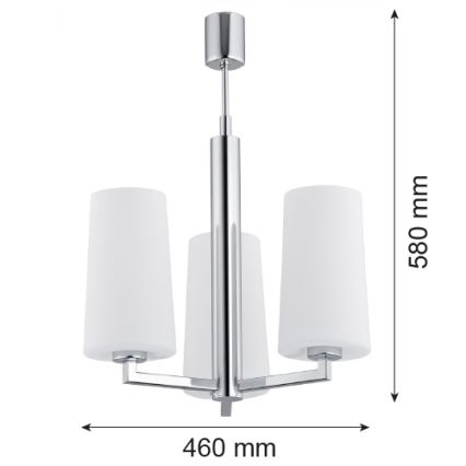 Argon 1224 - Loftlampe CAMELOT 3xE27/15W/230V skinnende krom