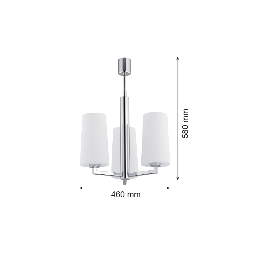 Argon 1224 - Loftlampe CAMELOT 3xE27/15W/230V skinnende krom