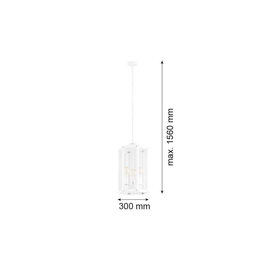 Argon 1251 - Pendel med kædeophæng BODRUM 3xE27/15W/230V hvid