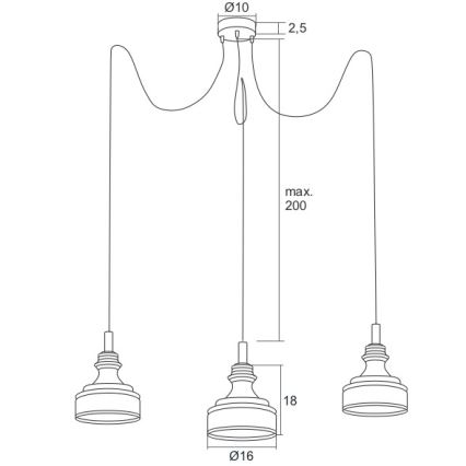 Argon 1354 - LED lysekrone i en snor TULUZA 3xLED/5W/230V