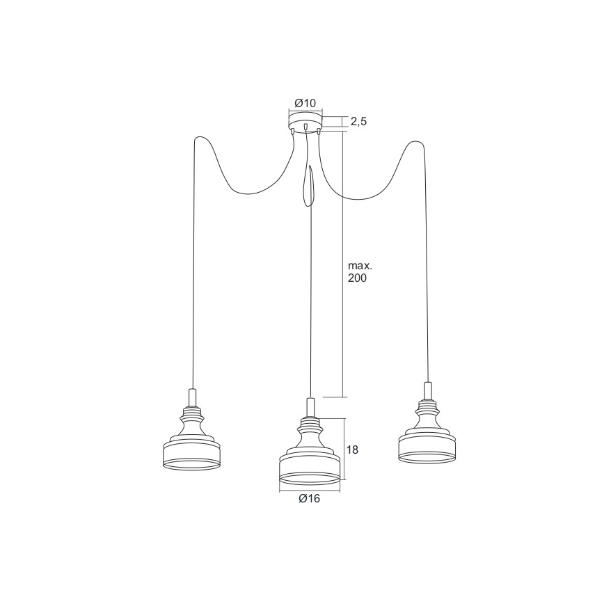 Argon 1354 - LED lysekrone i en snor TULUZA 3xLED/5W/230V