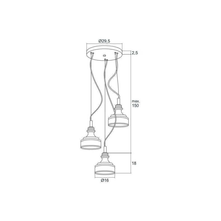 Argon 1355 - LED lysekrone i en snor TULUZA 3xLED/5W/230V