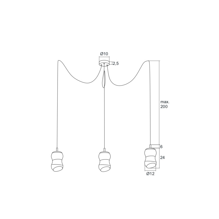 Argon 1357 - LED lysekrone i en snor GARDA 3xLED/5W/230V