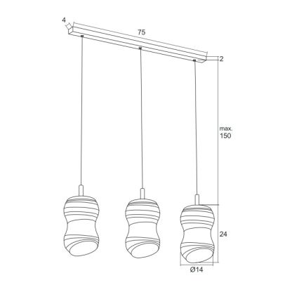 Argon 1366 - LED lysekrone i en snor COMO 3xLED/5W/230V