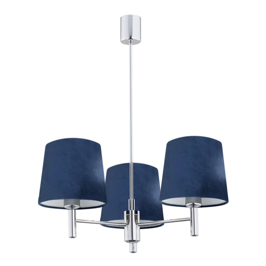 Argon 1381 - Loftlampe BOLZANO 3xE27/15W/230V blå/skinnende krom