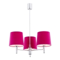 Argon 1382 - Loftlampe BOLZANO 3xE27/15W/230V pink/skinnende krom