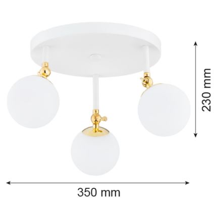 Argon 1434 - Loftlampe til badeværelse LATINA 3xE14/7W/230V IP44 hvid/gylden
