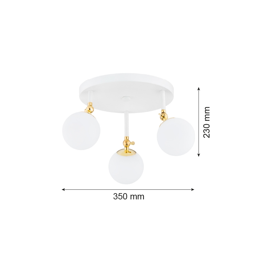 Argon 1434 - Loftlampe til badeværelse LATINA 3xE14/7W/230V IP44 hvid/gylden
