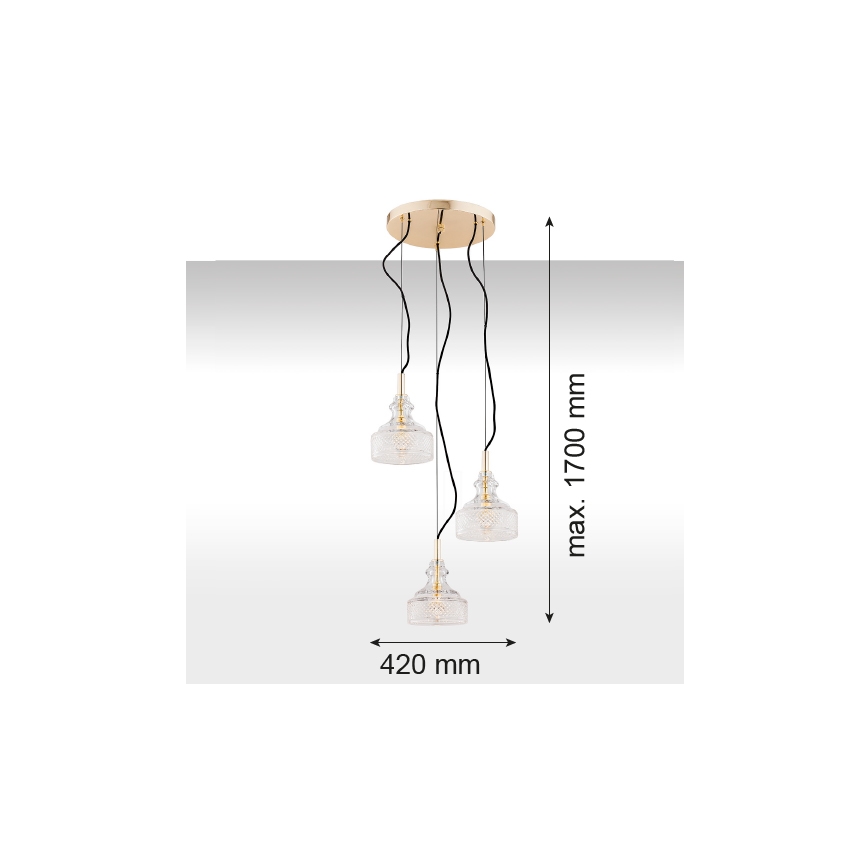 Argon 1462 - Lysekrone i en snor CRUZ 3xE14/7W/230V