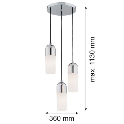 Argon 1465 - Pendel BURGOS 3xE27/15W/230V skinnende krom
