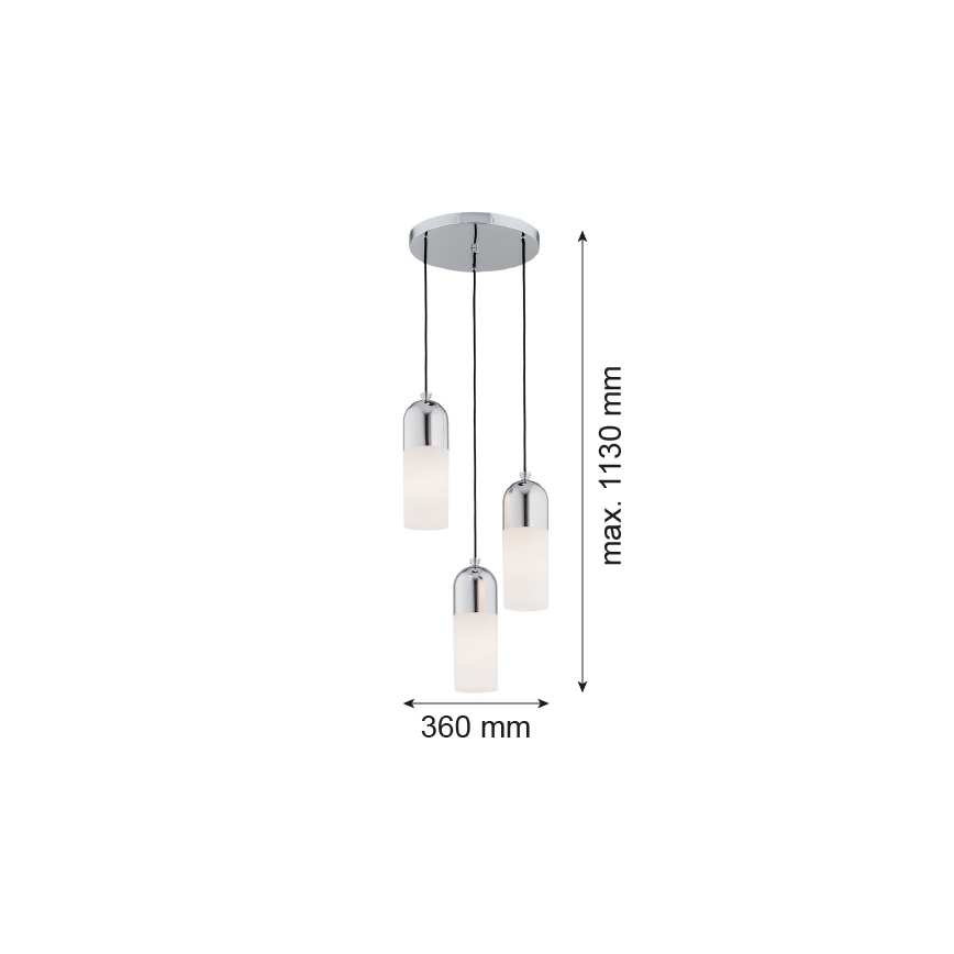 Argon 1465 - Pendel BURGOS 3xE27/15W/230V skinnende krom