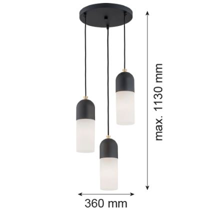 Argon 1467 - Pendel BURGOS 3xE27/15W/230V sort