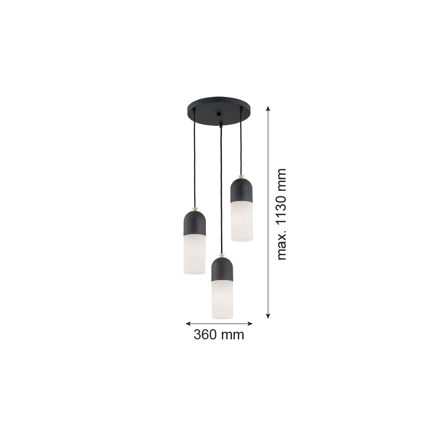 Argon 1467 - Pendel BURGOS 3xE27/15W/230V sort