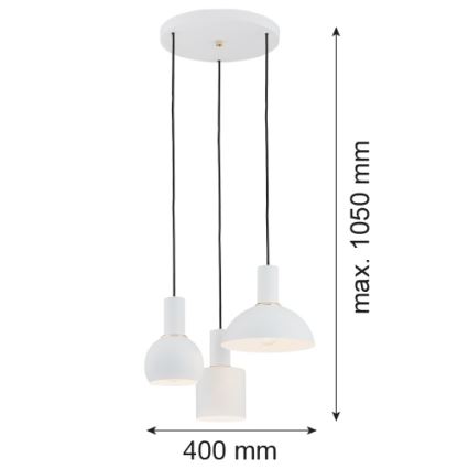 Argon 1468 - Pendel SINES 3xE27/15W/230V hvid