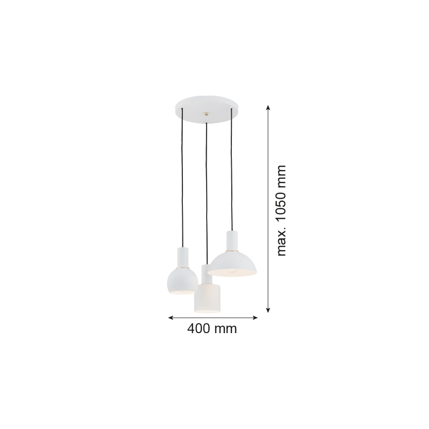 Argon 1468 - Pendel SINES 3xE27/15W/230V hvid