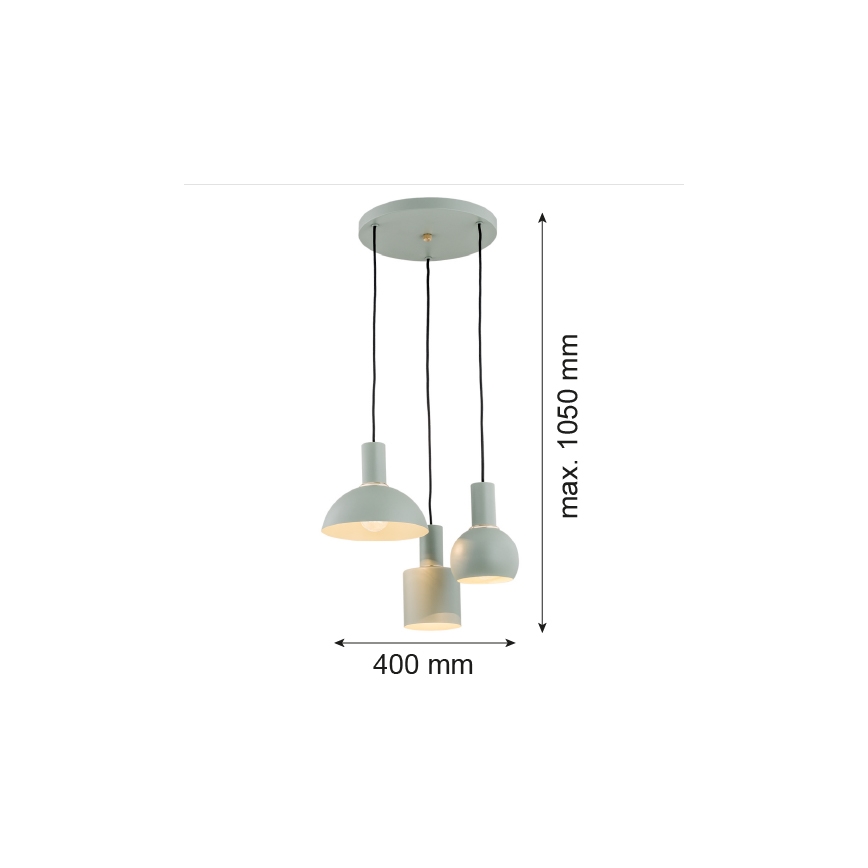 Argon 1470 - Pendel SINES 3xE27/15W/230V grøn
