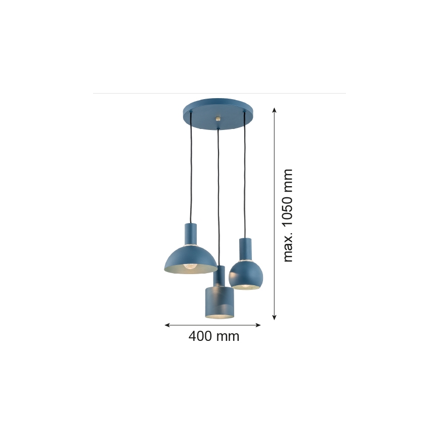 Argon 1471 - Pendel SINES 3xE27/15W/230V blå