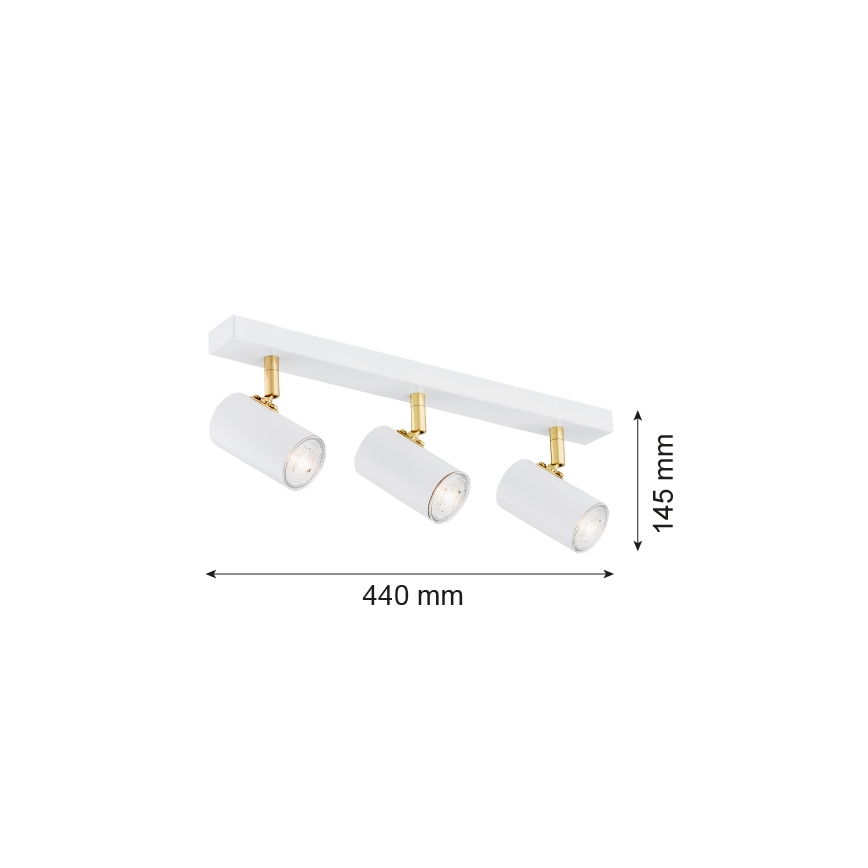 Argon 1475 - Spotlampe LAGOS 3xGU10/5W/230V hvid/gylden