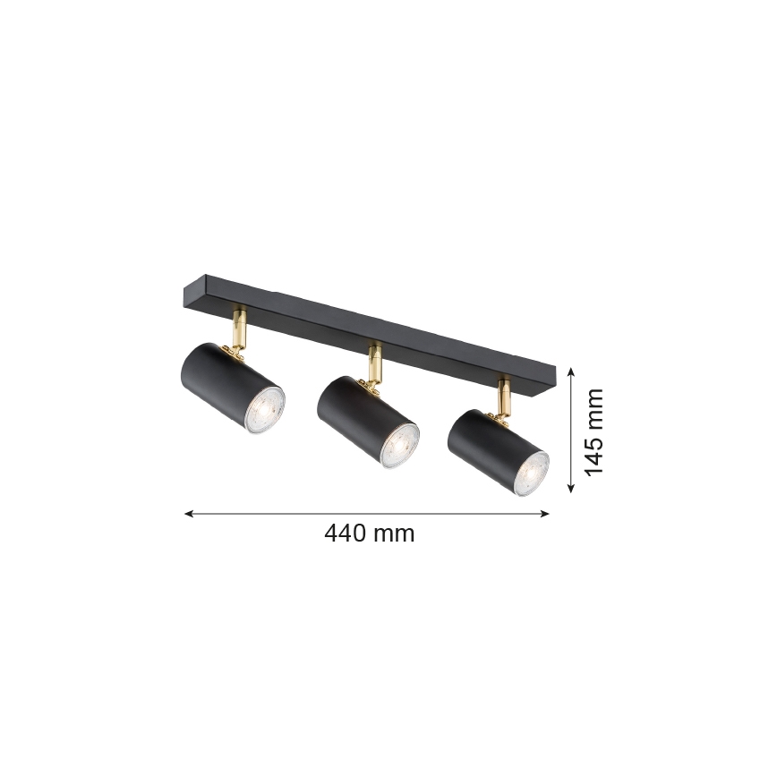 Argon 1476 - Spotlampe LAGOS 3xGU10/5W/230V sort/messing