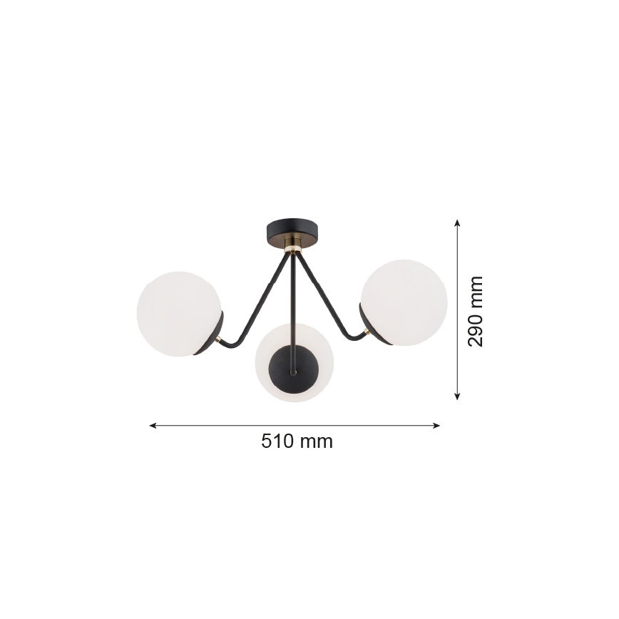 Argon 1478 - Loftlampe TOMAR 3xE27/15W/230V sort