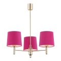 Argon 1498 - Loftlampe PONTE 3xE27/15W/230V pink/messingfarvet