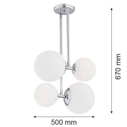 Argon 1646 - Pendel ASPEN 4xE27/15W/230V skinnende krom