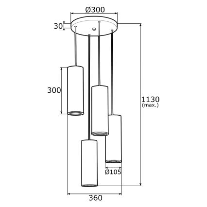 Argon 1693 - Lysekrone LINEA 4xE27/15W/230V messing/sort