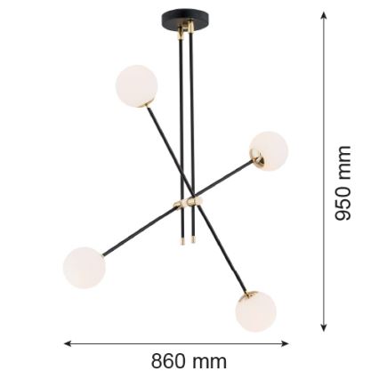 Argon 1696 - Lysekrone ABSTRACT 4xE14/7W/230V sort