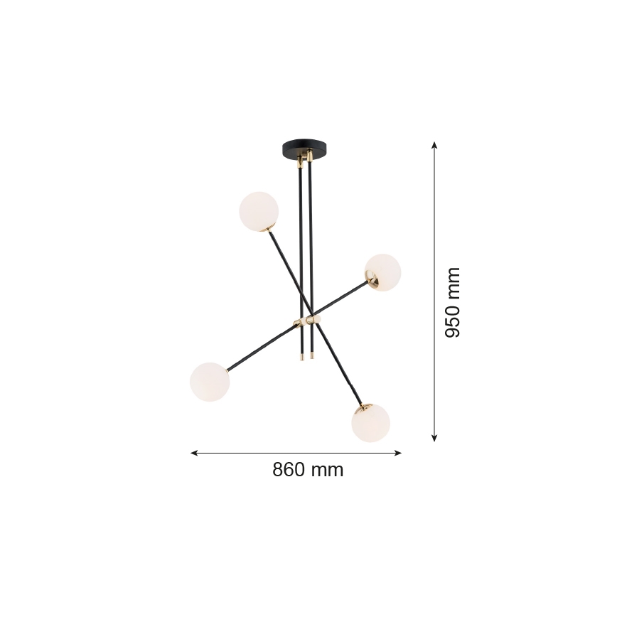 Argon 1696 - Lysekrone ABSTRACT 4xE14/7W/230V sort