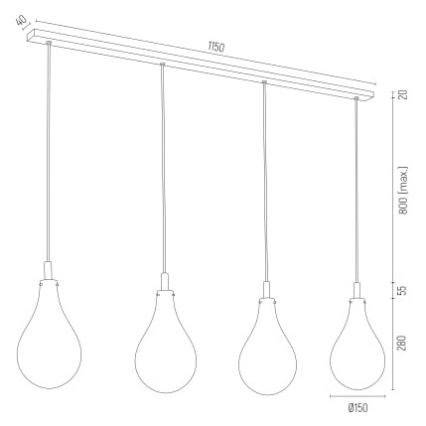 Argon 1741 - Klyngependel OAKLAND 4xG9/6W/230V