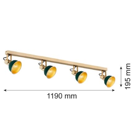 Argon 1800 - Spotlampe LENORA 4xE14/7W/230V guldfarvet/grøn