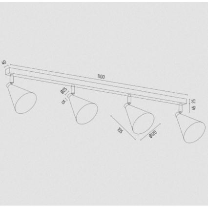 Argon 1817 - Spotlampe LUCINDA 4xE14/7W/230V sort