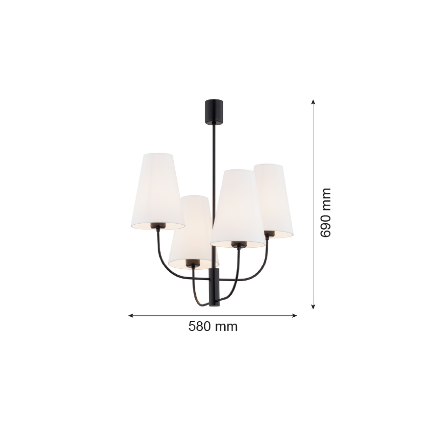 Argon 1822 - Pendellampe SAFIANO 4xE27/15W/230V sort