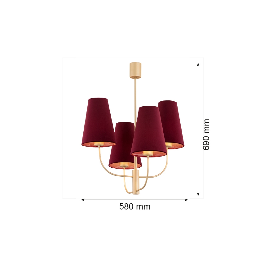 Argon 1827 - Pendellampe SAFIANO 4xE27/15W/230V burgundy