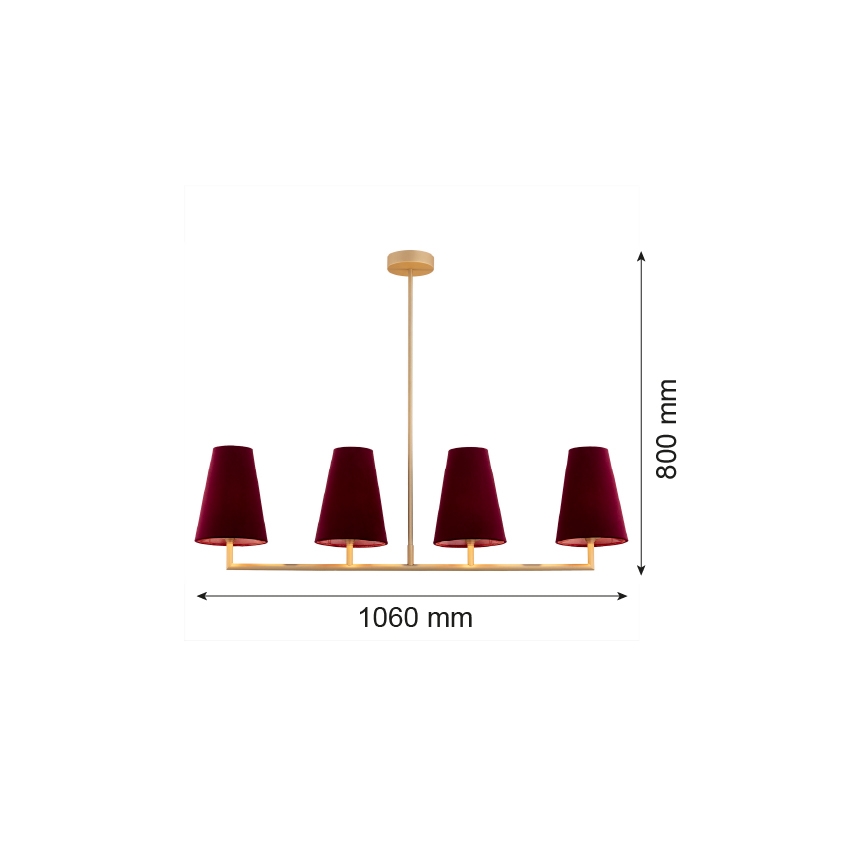 Argon 1829 - Pendellampe SAFIANO 4xE27/15W/230V bordeauxfarvet