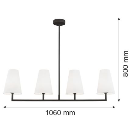 Argon 1831 - Pendellampe SAFIANO 4xE27/15W/230V sort