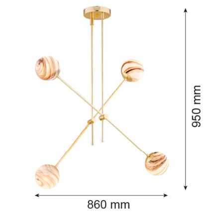 Argon 1840 - Pendellampe ABSOS 4xE14/7W/230V alabast guldfarvet