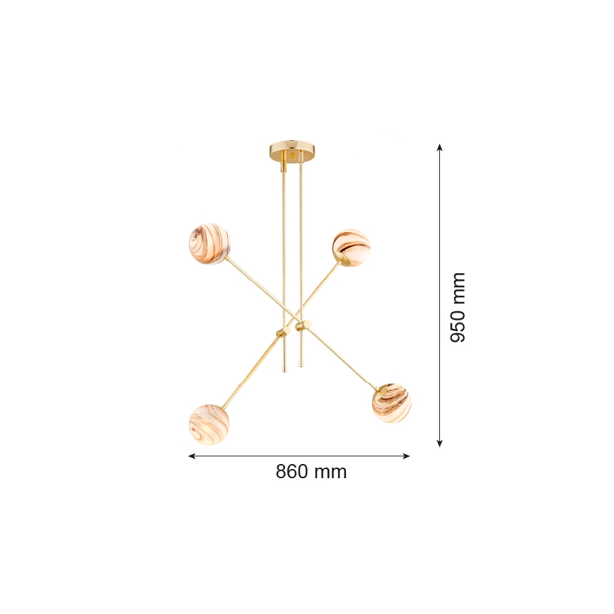 Argon 1840 - Pendellampe ABSOS 4xE14/7W/230V alabast guldfarvet