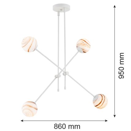 Argon 1841 - Pendellampe ABSOS 4xE14/7W/230V alabast hvid