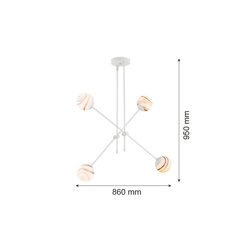 Argon 1841 - Pendellampe ABSOS 4xE14/7W/230V alabast hvid